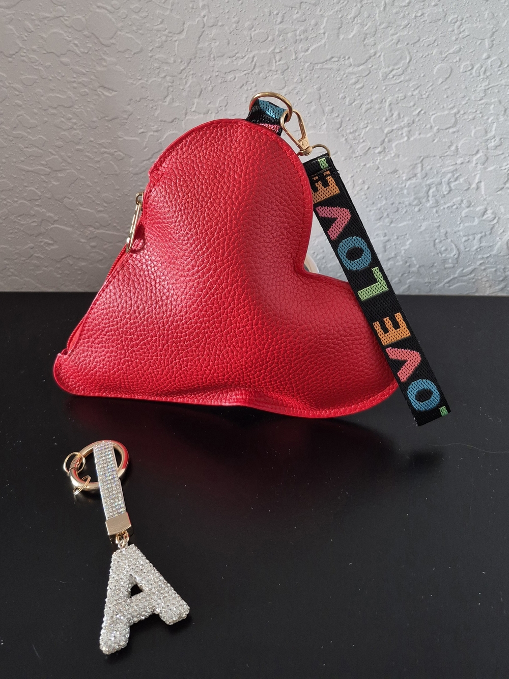 Red Heart Wristlet with LOVE Strap